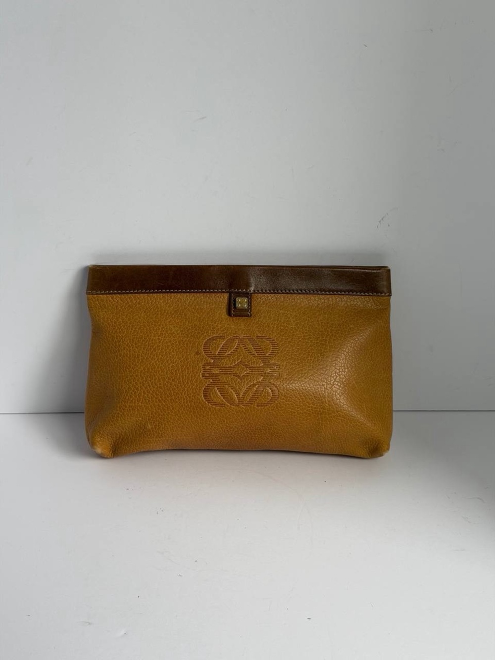 Vintage Loewe Anagram Leather Clutch Pouch